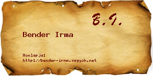 Bender Irma névjegykártya