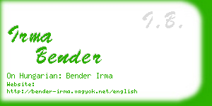 irma bender business card